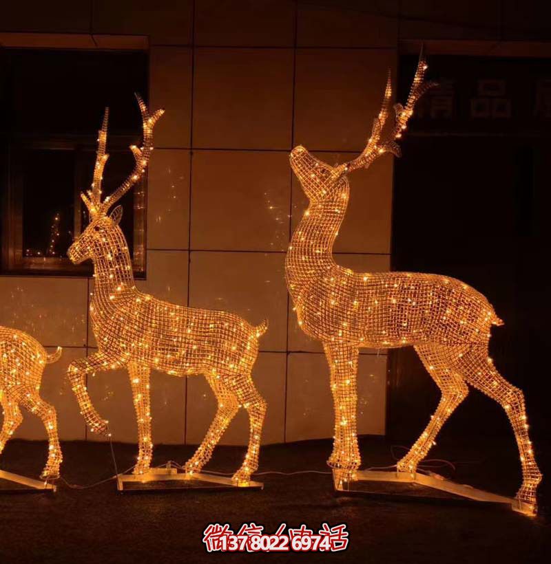 夜晚城市照明系統——不銹鋼鹿雕塑鏤空燈