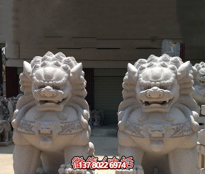 庭院寺廟創意獅子雕塑漢白玉石雕獅子雕塑