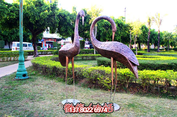 戶外公園不銹鋼噴漆園林景觀裝飾品仙鶴雕塑